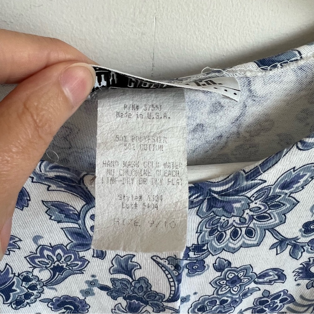 Vintage 80s 90s Jumpsuit Floral Print Blue White Size 8 Romper Cotton Polyester - Picture 7 of 8